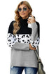 Turtleneck Splicing Chunky Knit Pullover Sweater